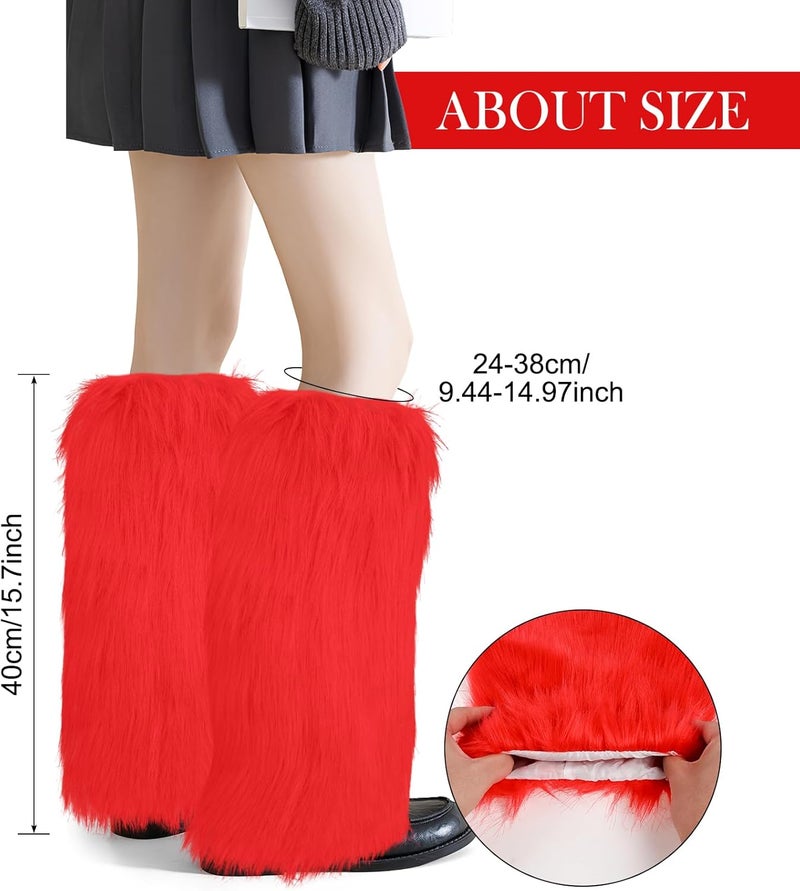 XEPST Faux Fur Fuzzy Leg Warmers Furry Boot Covers for Women, Warm Fuzzy Boot Cuff Boot Sleeves Leg Warmers for Party Costume - Image 3